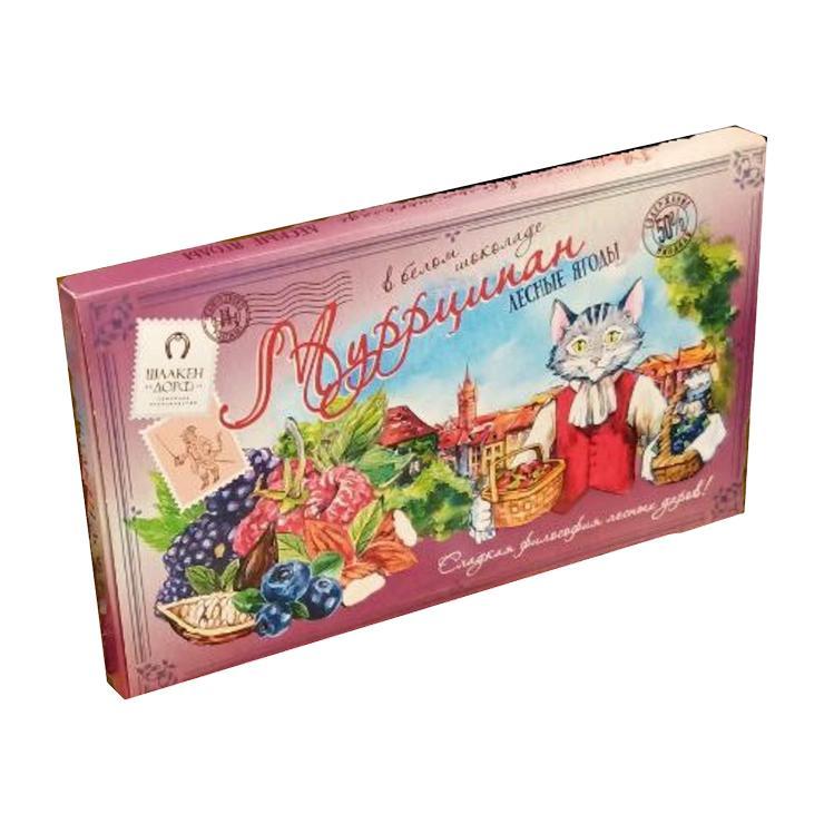 Марципановая плитка ШААКЕН ДОРФ Муррципан лесные ягоды в белом шоколаде 90 гр., картон