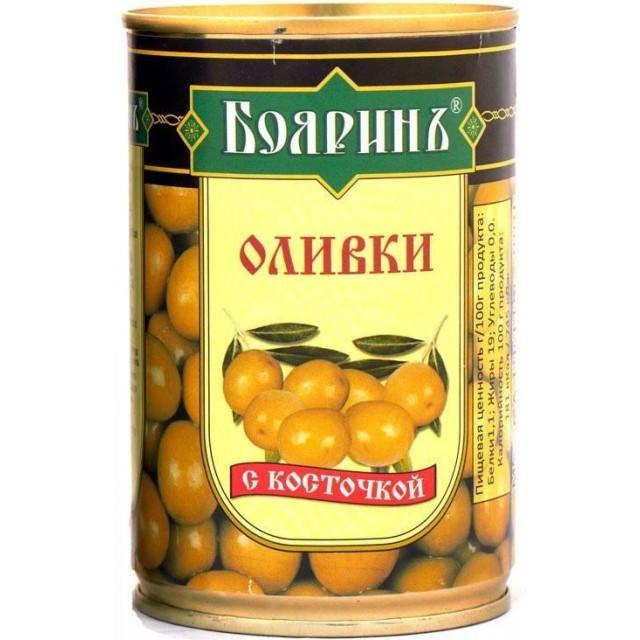 Оливки Бояринъ с косточкой, 314 мл., ж/б