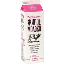 Молоко Козельское живое пастеризованное 3,2%,  Козельский молочный завод, 950 мл., тетра-пак