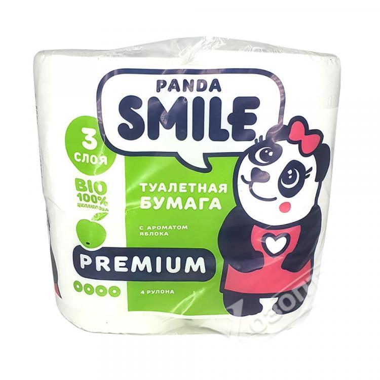 Туалетная бумага Panda Smile Яблоко 3 слоя 4 шт., пленка