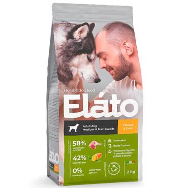 Корм Elato Holistic для взрослых собак средних и крупных пород с курицей и уткой, 2 кг., дой-пак