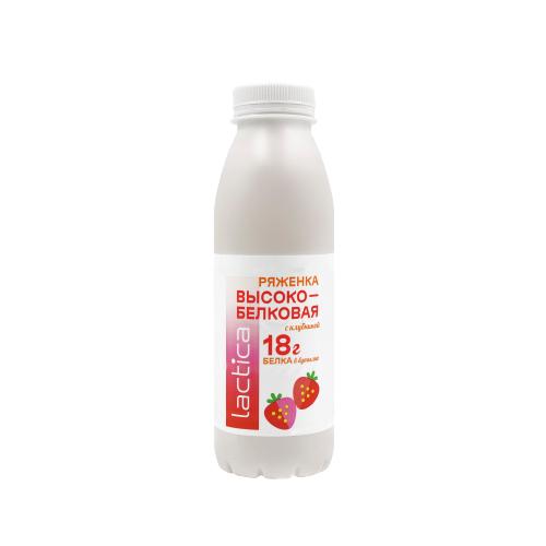 Ряженка Lactica высокобелковая клубника 2,4% 400 гр., ПЭТ