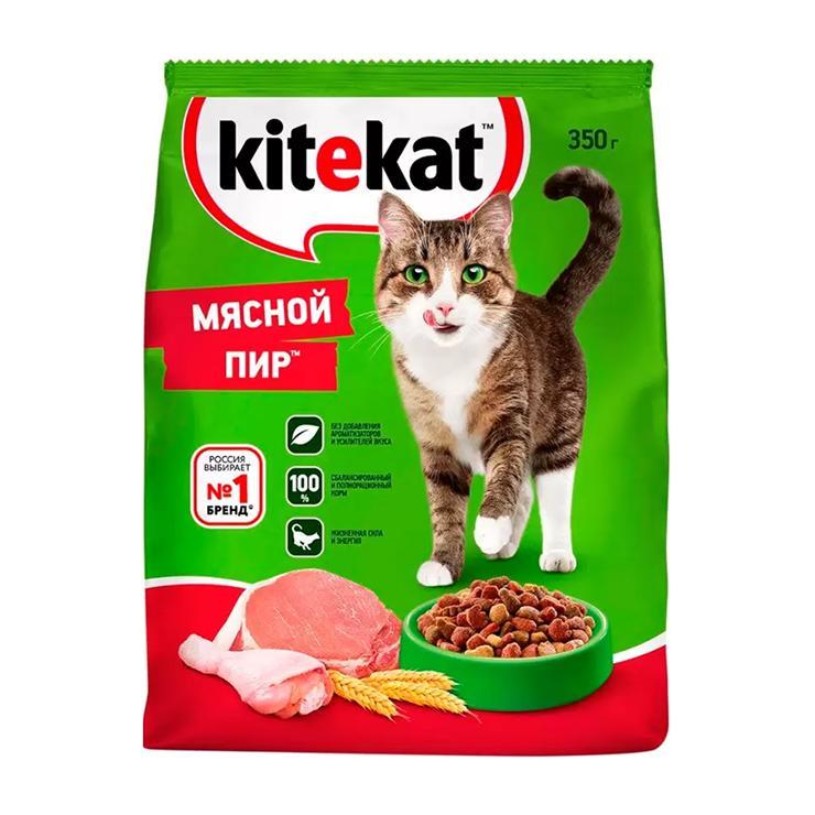 Корм для взрослых кошек сухой Kitekat мясной пир 1,3 кг., пакет