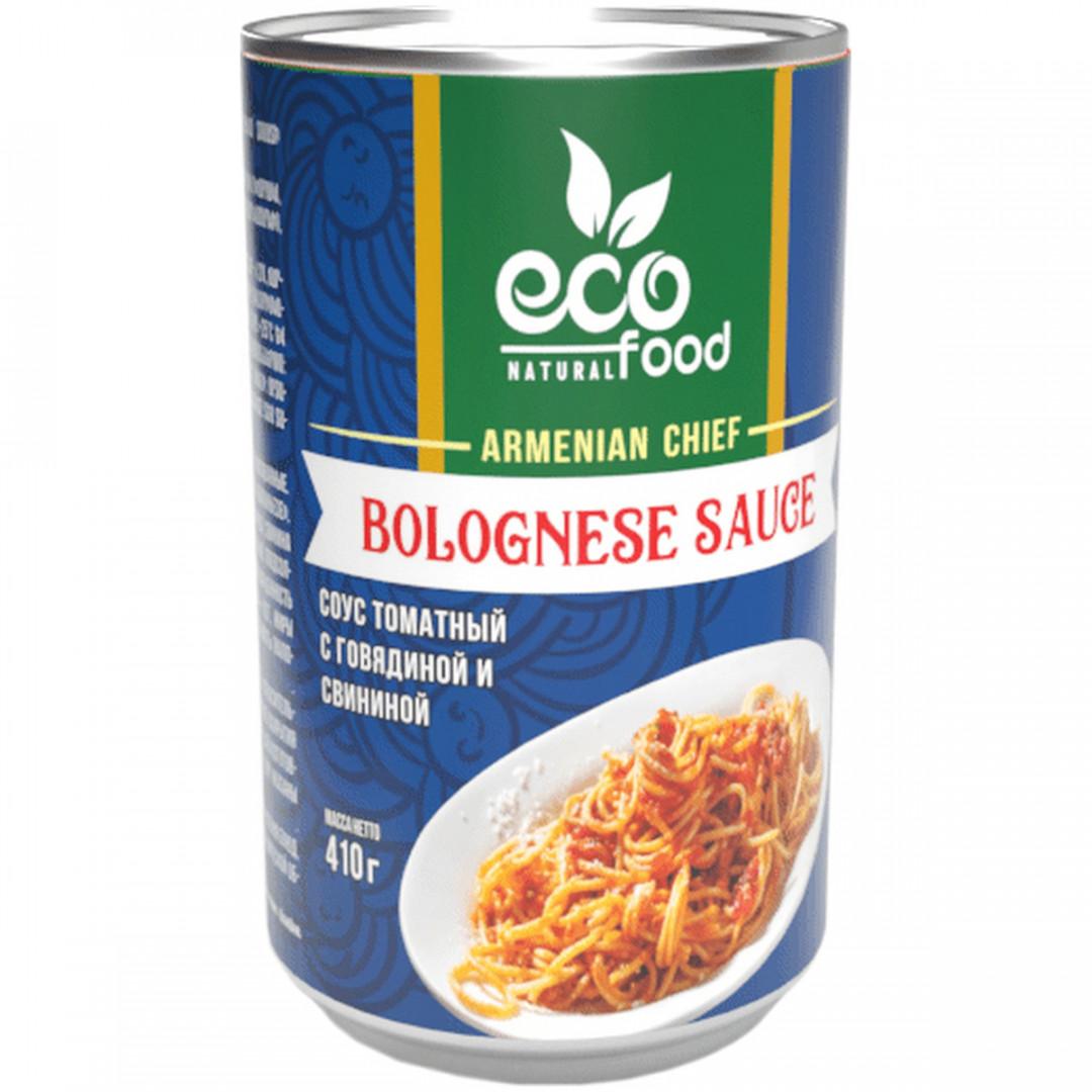 Соус Ecofood Bolognese томатный c говядиной и свининой 410 гр., ж/б