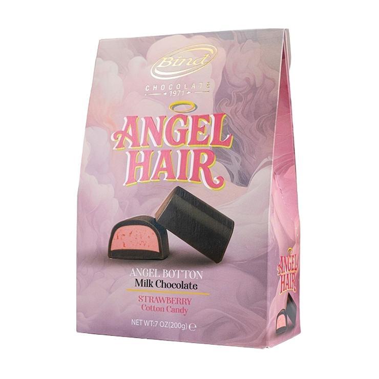 Конфеты Bind Angel Hair молочный шоколад с начинкой из клубники с Турецкой сладкой ватой Пишмание 200 гр., картон