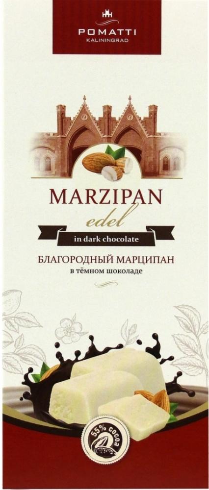 Конфеты POMATTI EDEL Благородный марципан в темном шоколаде миндаль 44% 85 гр., картон