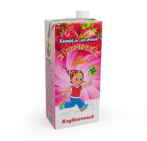 Коктейль молочный ВМК Клубничный ультрапастеризованный 2,4% 950 гр., тетра-пак