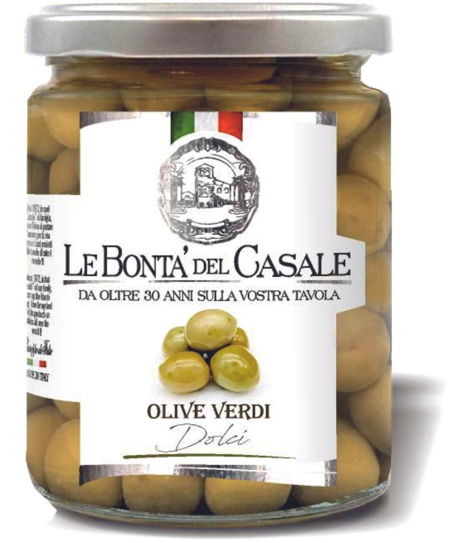 Оливки Le Bonta' Del Casale зеленые сладкие 280 гр., стекло