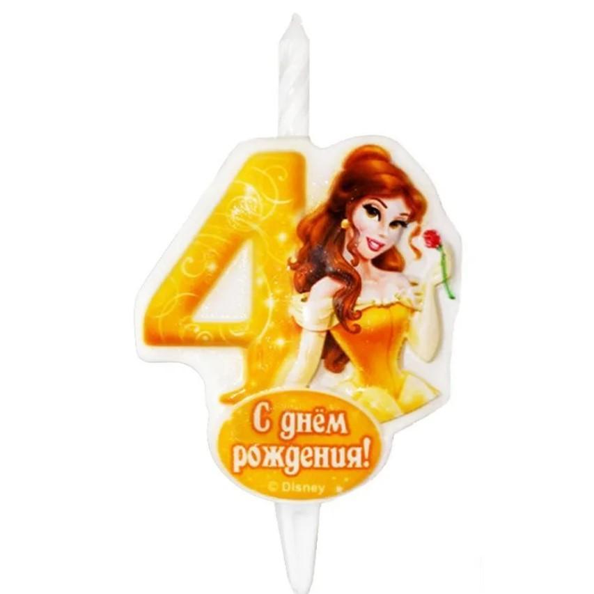 Свеча для торта Disney принцесса цифра 4, блистер