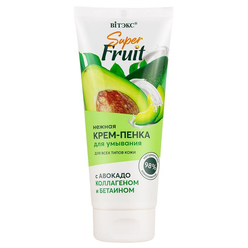 Пенка-крем для умывания Вiтэкс Super Fruit Нежная с авокадо коллагеном и бетаином 200 мл., туба