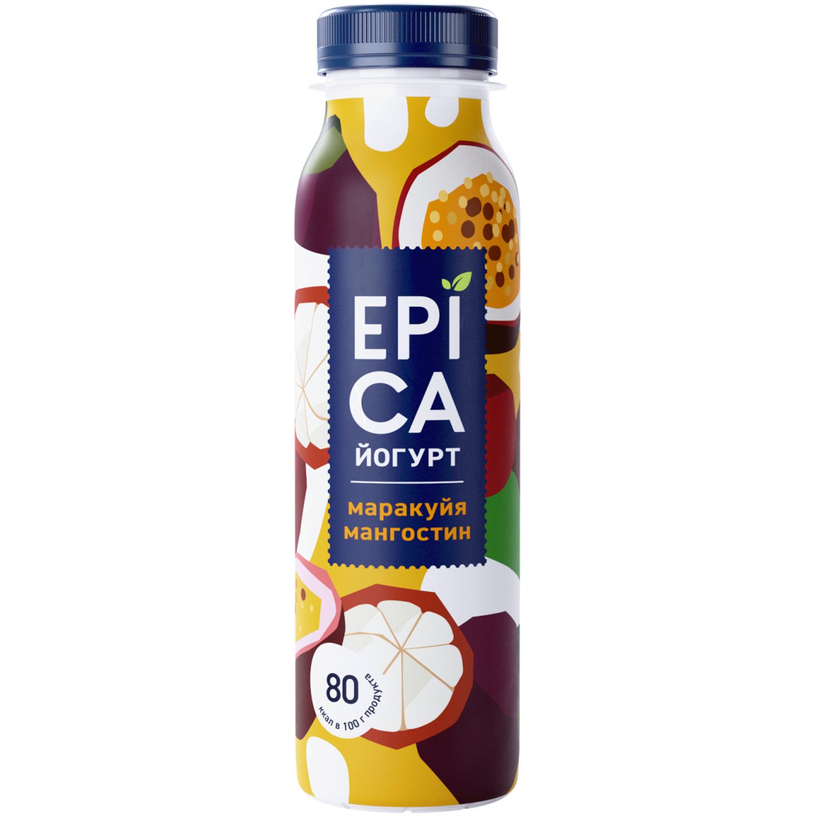 Йогурт Epica питьевой маракуйя-мангостин 2,5% 260 мл., ПЭТ
