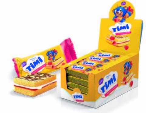 Пирожное бисквитное Konti Timi с малиной и сливками 33 гр., флоу-пак