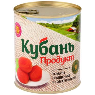 Томаты Кубань Продукт очищенные в томатном соке, 800 гр., ж/б