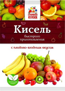 Кисель Плодово-ягодный быстрого приготовления Отличная Кухня, 25 гр., флоу-пак