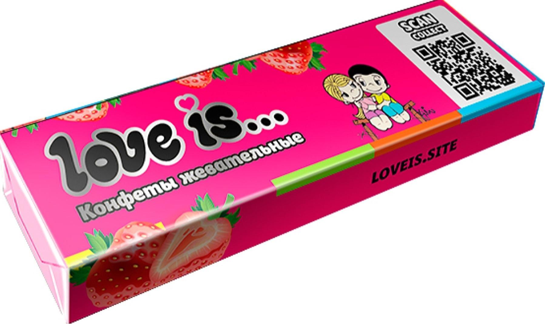 Конфета жевательные Love is ассорти клубника 20 гр., ПЭТ