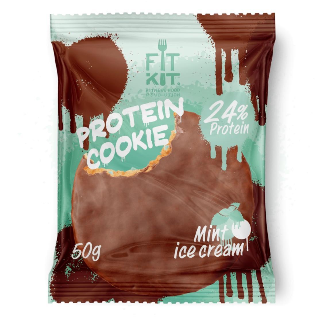 Батончик Protein chocolate cookie Мятное мороженое 50 гр., флоу-пак