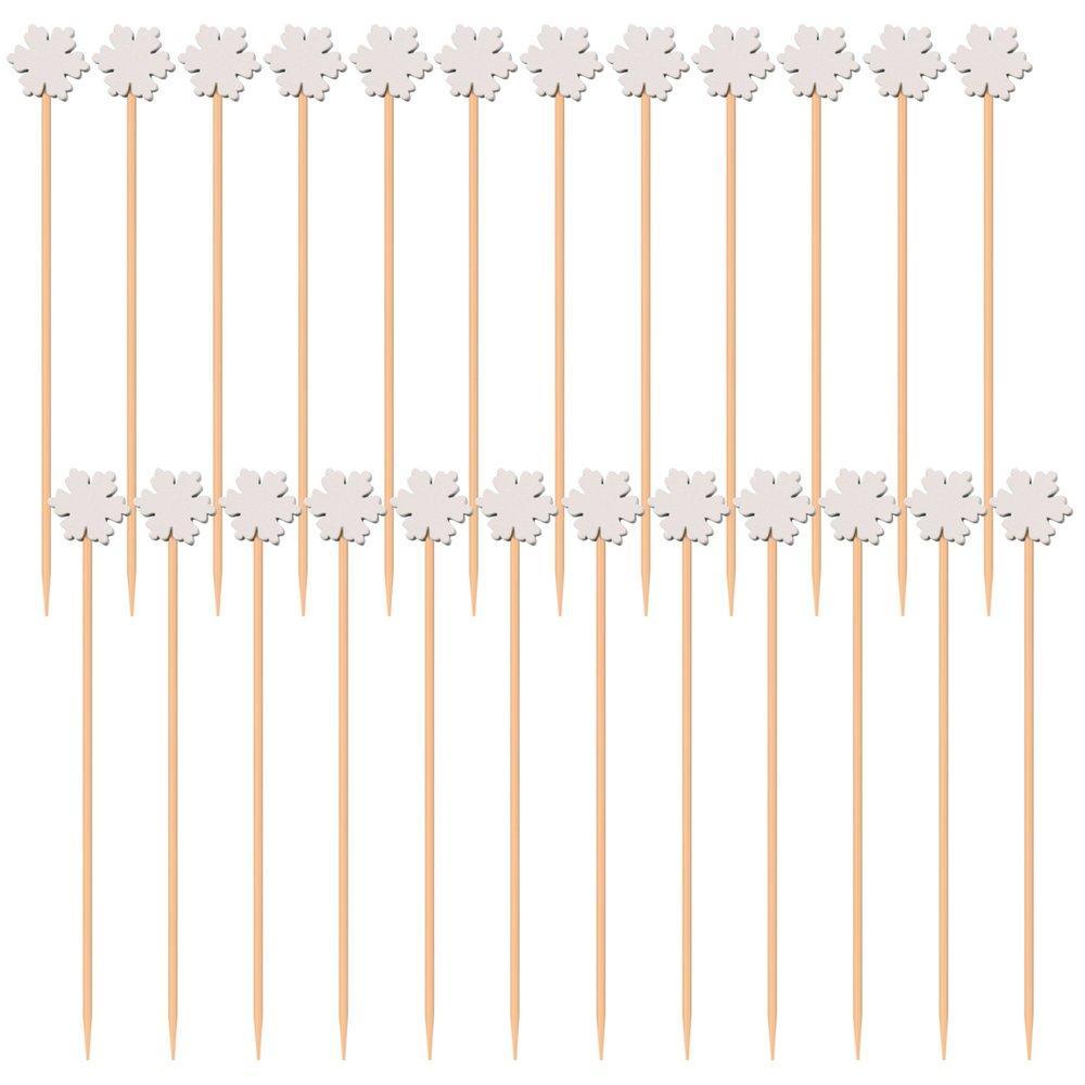 Шпажки для канапе Мультидом снежинки 24 штуки 12 см., пакет