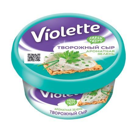 Сыр творожный Карат Violette с зеленью 140 гр., ПЭТ