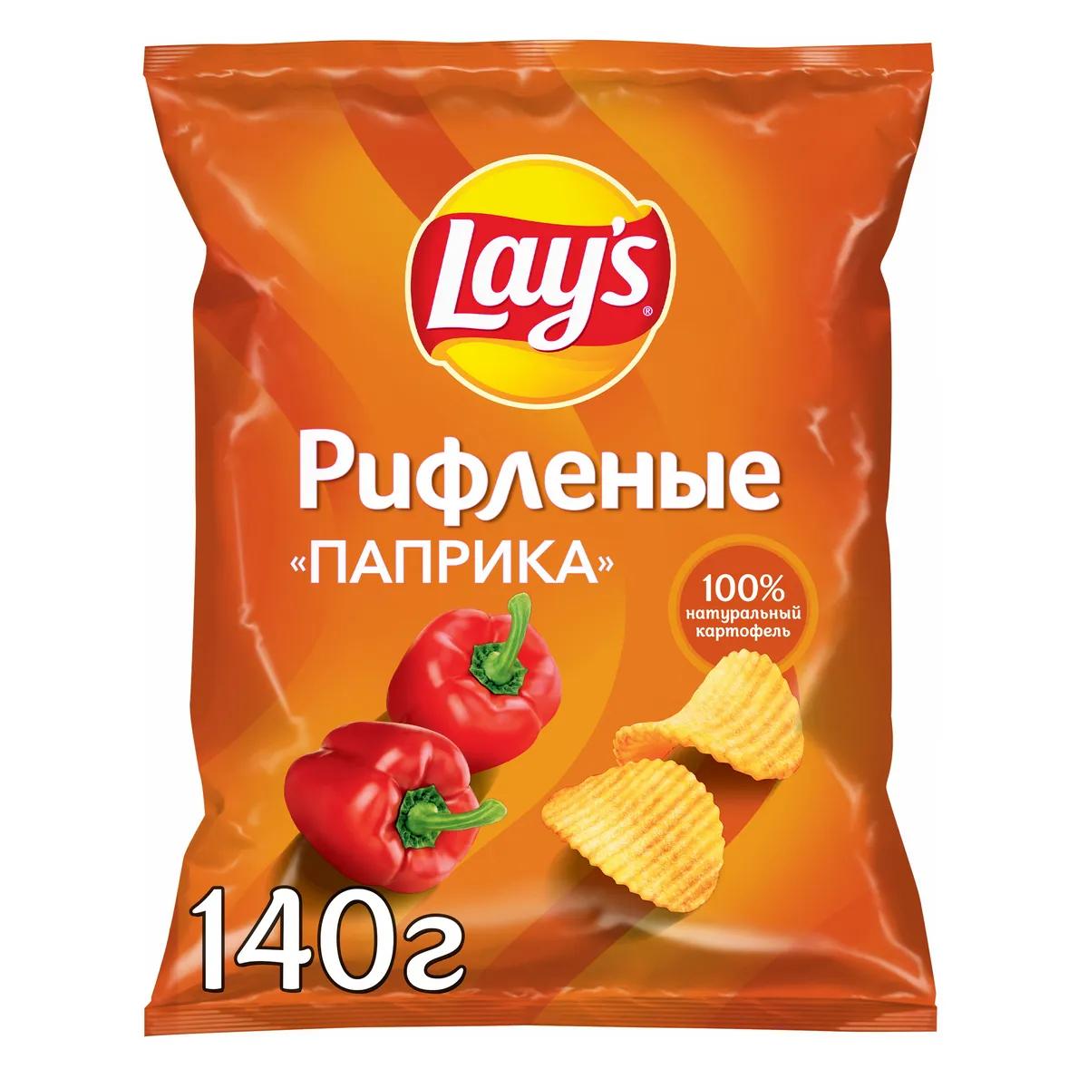 Чипсы Lay's рифленые паприка 140 гр., флоу-пак