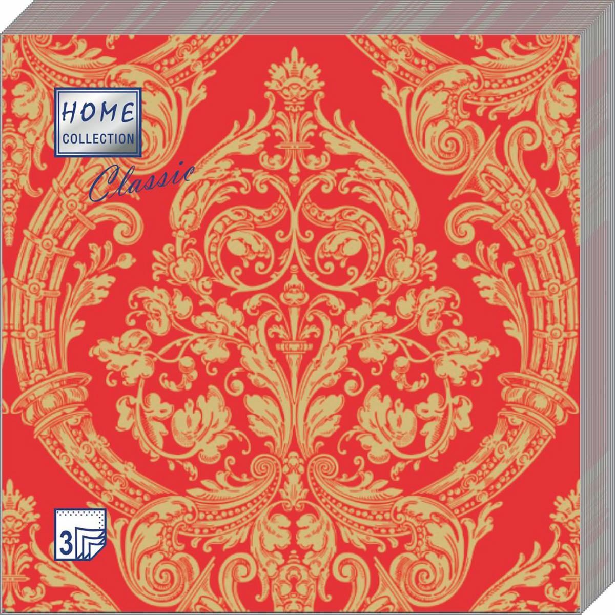 Салфетки бумажные Bouquet Royal Золото на красном 3 слоя 33х33 см. 20 шт., пленка