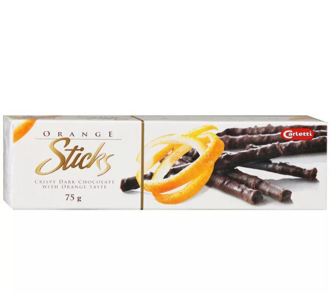 Шоколад Carletti, orange sticks со вкусом апельсина, 75 гр., картон