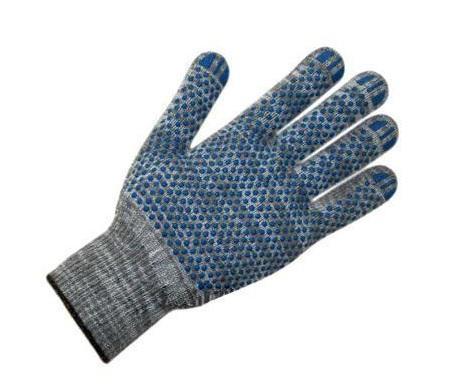 Перчатки хозяйственные хлопок с покрытием ПВХ черные/серые 1 пара