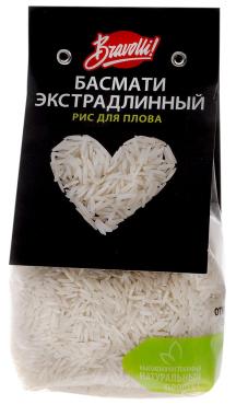Рис для плова Басмати экстрадлинный, Bravolli, 350 гр., флоу-пак