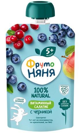 Пюре Фруто Няня Витаминный салатик с черникой 90 гр., пауч