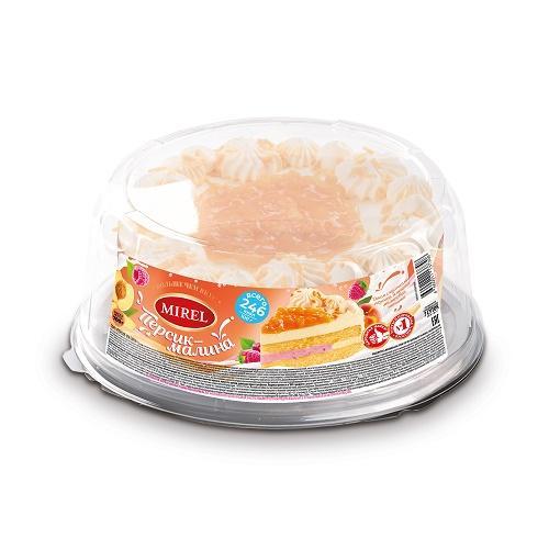 Торт Mirel персик малина 700 гр., пластиковая упаковка
