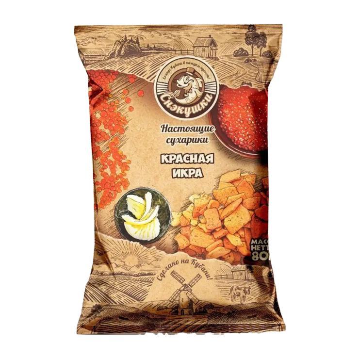 Сухарики пшеничные Снэкушки икра красная 80 гр., флоу-пак