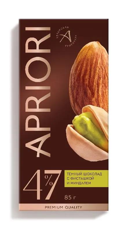 Шоколад Apriori темный шоколад с фисташкой и миндалем 47% какао 85 гр., картон