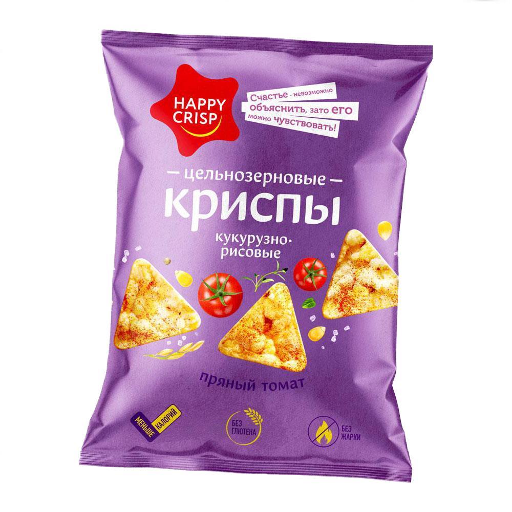 Чипсы цельнозерновые Happy crisp Пряный Томат