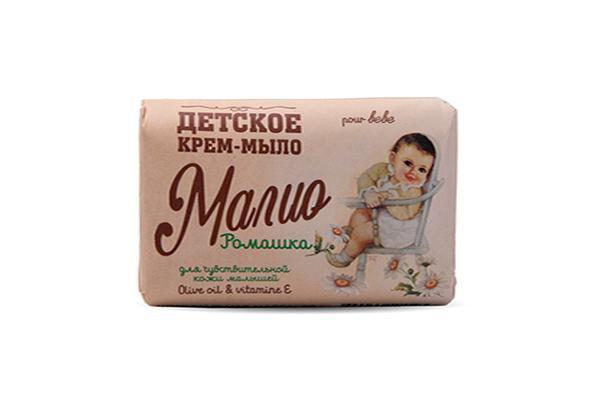 Туалетное крем-мыло Малио твердое детское с ромашкой 90 гр., обертка