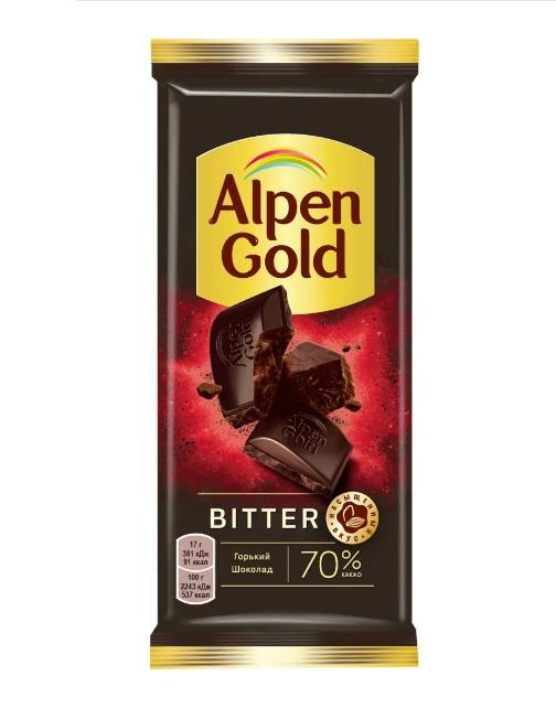 Шоколад Alpen Gold горький, 80 гр., флоу-пак