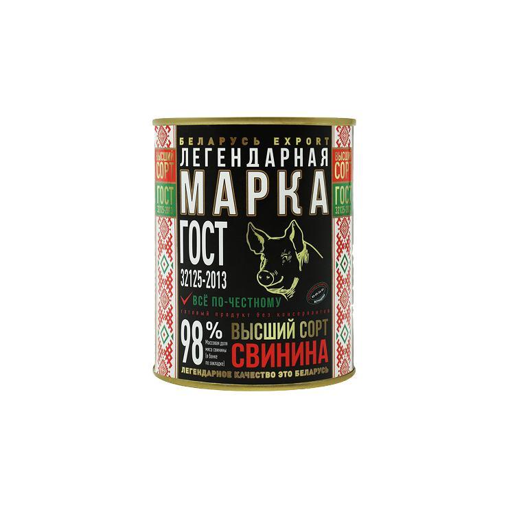 Свинина тушеная Легендарная марка кусковая 338 гр., ж/б