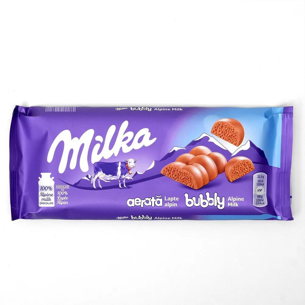 Шоколад Milka Вubbly молочный 90 гр., флоу-пак