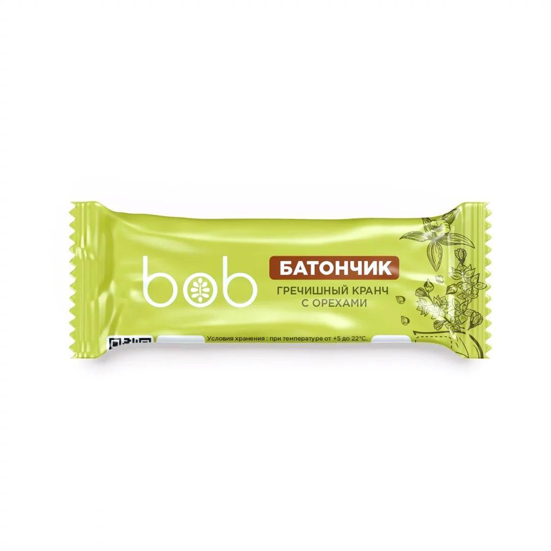 Батончик Bob Гречишный кранч c орехами и злаками 45 гр., флоу-пак