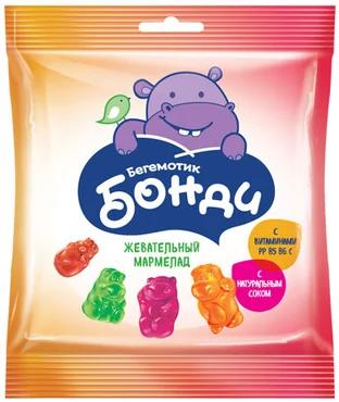 Мармелад Бегемотик Бонди жевательный с соком ягод и фруктов, 30 гр., флоу-пак