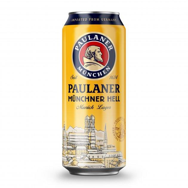 Пиво Paulaner Munchner Hell светлое фильтрованное пастеризованное 4,9% 500 мл., ж/б