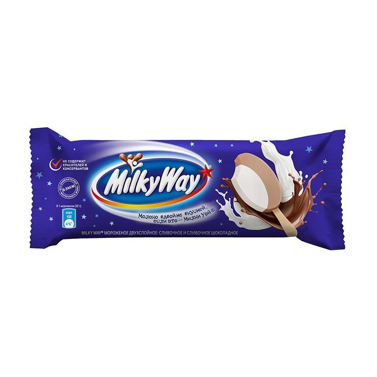 Мороженое эскимо Milky Way двухслойное 52 гр., флоу-пак