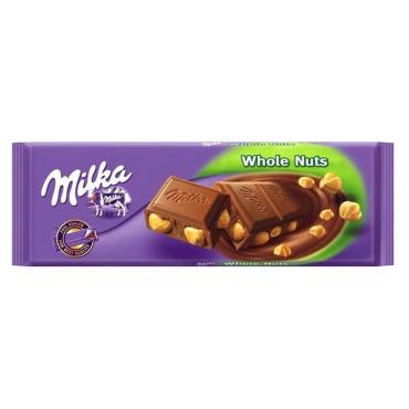 Шоколад Milka Whole Nuts 250 гр., флоу-пак