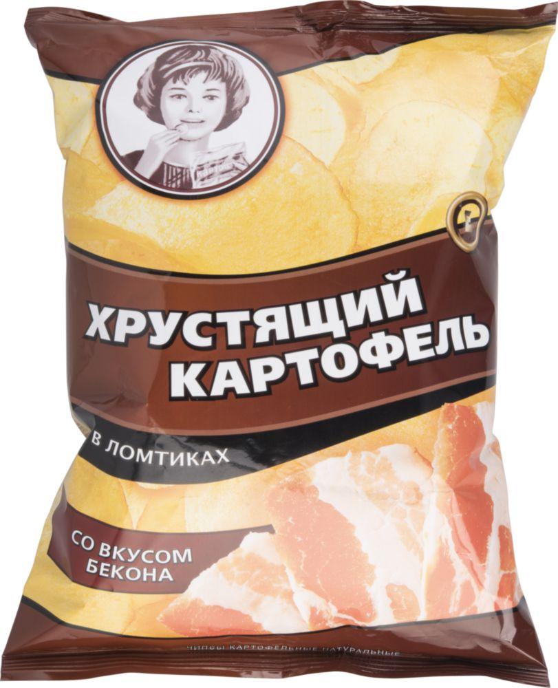 Чипсы Хрустящий картофель со вкусом бекона 160 гр., флоу-пак