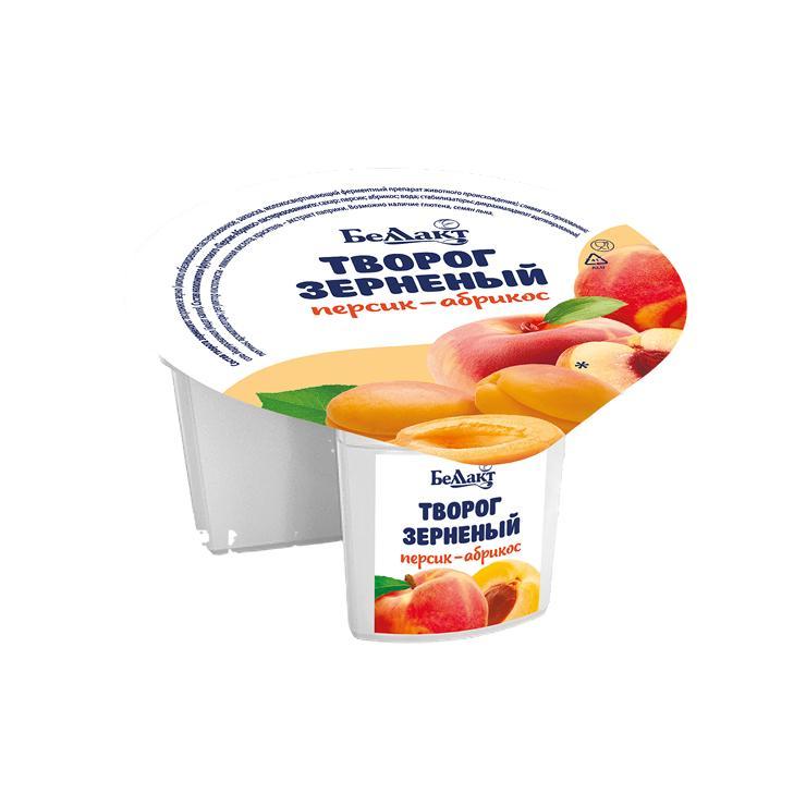Творог Беллакт зерненый с персиком и абрикосом 5% 130 гр., стакан