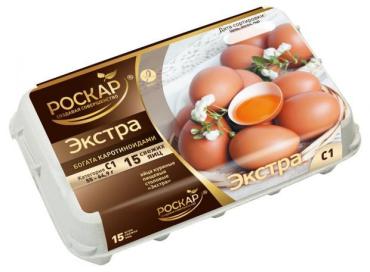 Яйцо Роскар, Экстра куриное столовое С1, 15 шт., 1 кг., бумажная упаковка