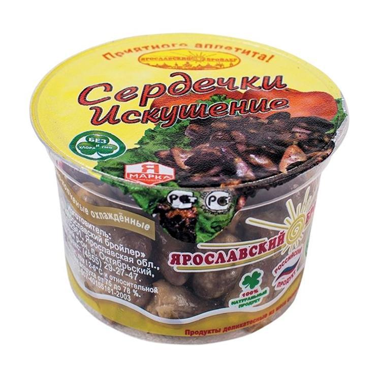 Сердечки Ярославский бройлер искушение к/в 130 гр., пластиковый контейнер