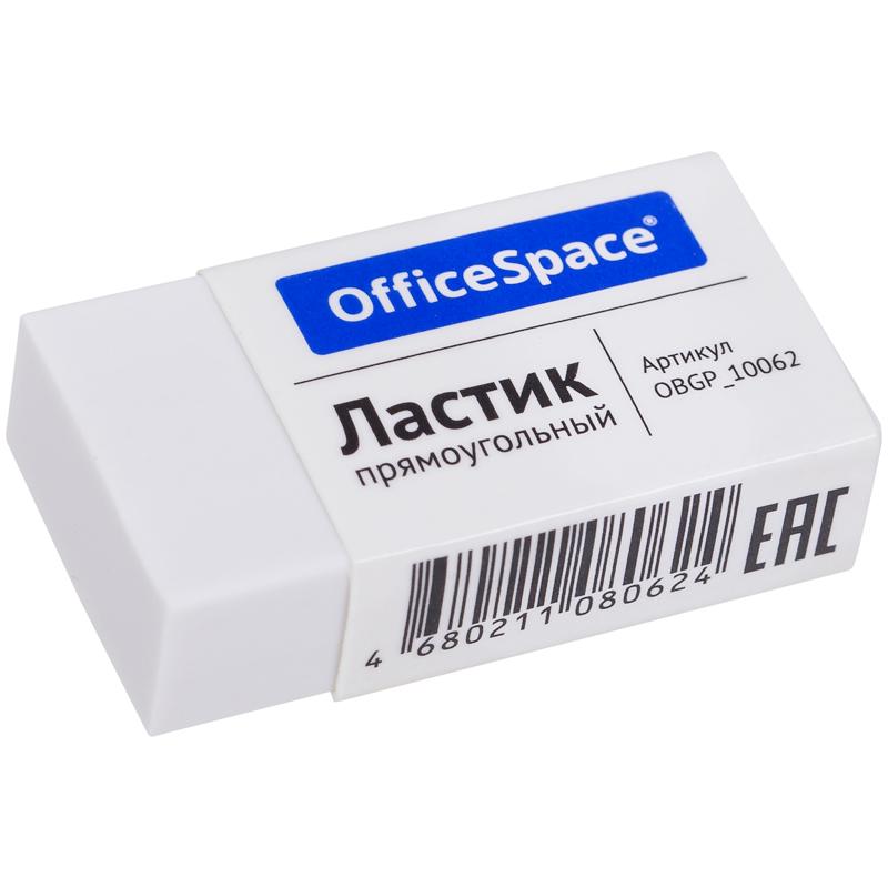 Ластик OfficeSpace, прямоугольный, термопластичная резина, картонный футляр, 38*20*10мм