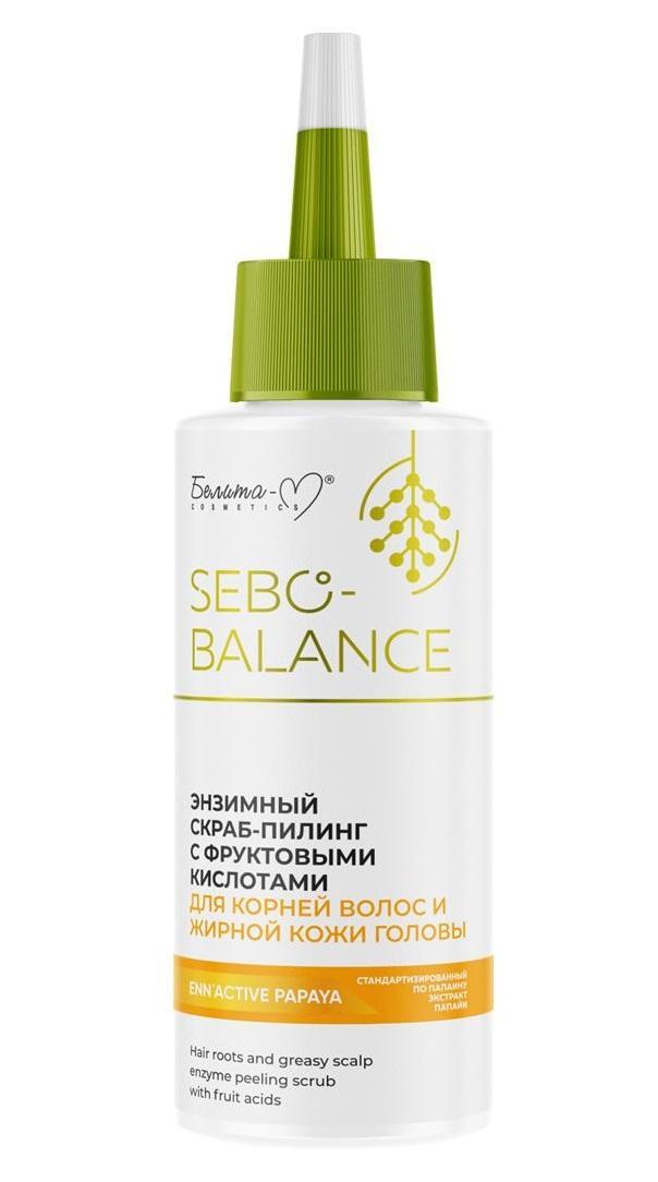 Скраб-пилинг Белита-М Sebo-Balance энзимный с фруктовыми кислотами для корней волос и жирной кожи головы 150 гр., флакон с дозатором