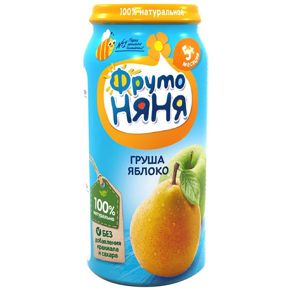 Пюре фруктовое Фруто Няня Яблоко-груша с 5 месяцев 250 гр., стекло