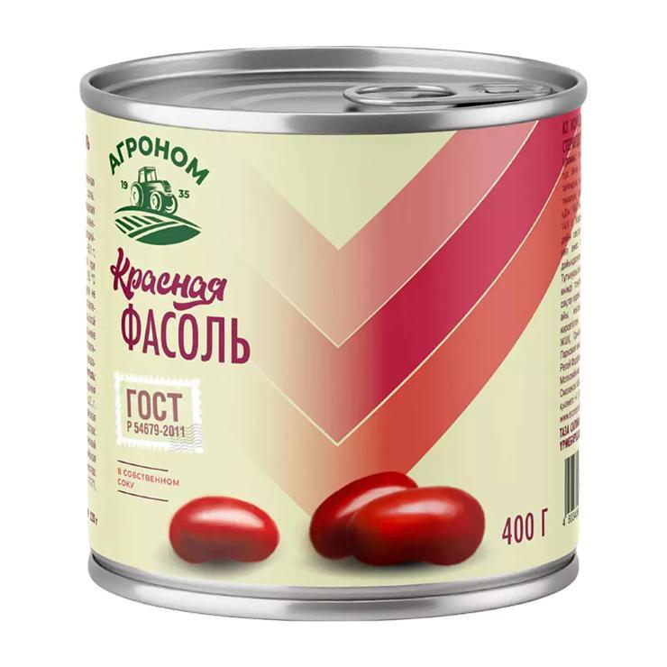 Фасоль Агроном натуральная красная ГОСТ 400 гр., ж/б