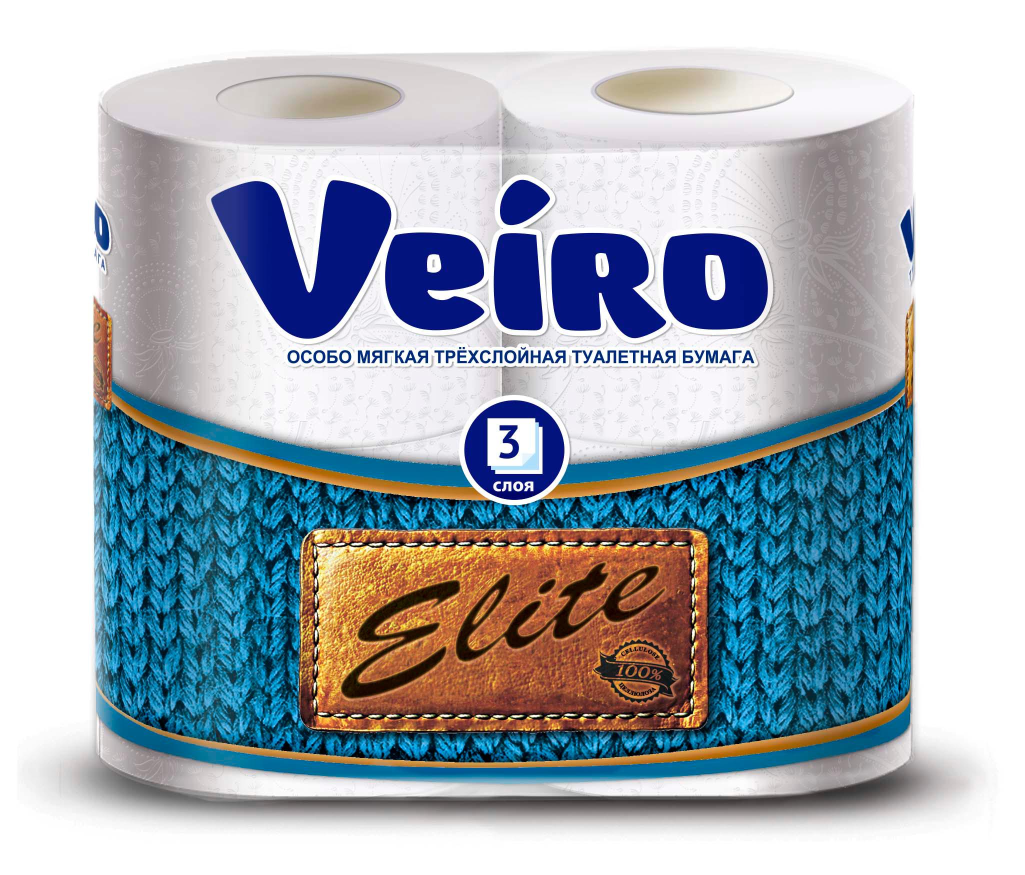 Туалетная бумага Veiro Elite 3 слоя 4 шт., пленка